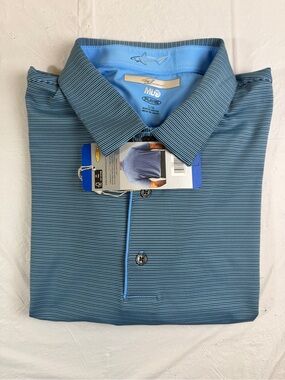 Greg Norman Collection Blue Micro-Stripe Polo